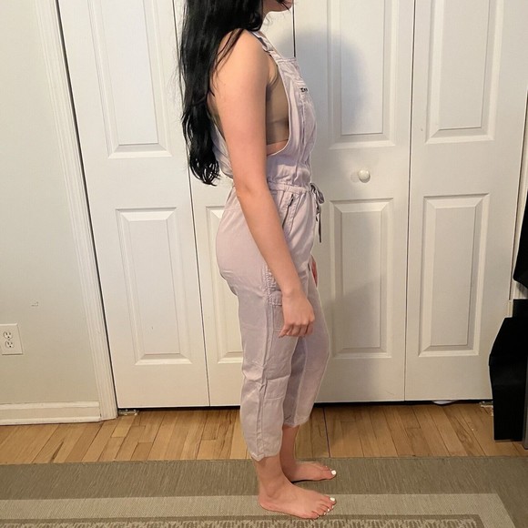 Aritzia Wilfred Free Valletta Gray Beige Overalls Cropped Jumpsuit Sz XS - Picture 3 of 6